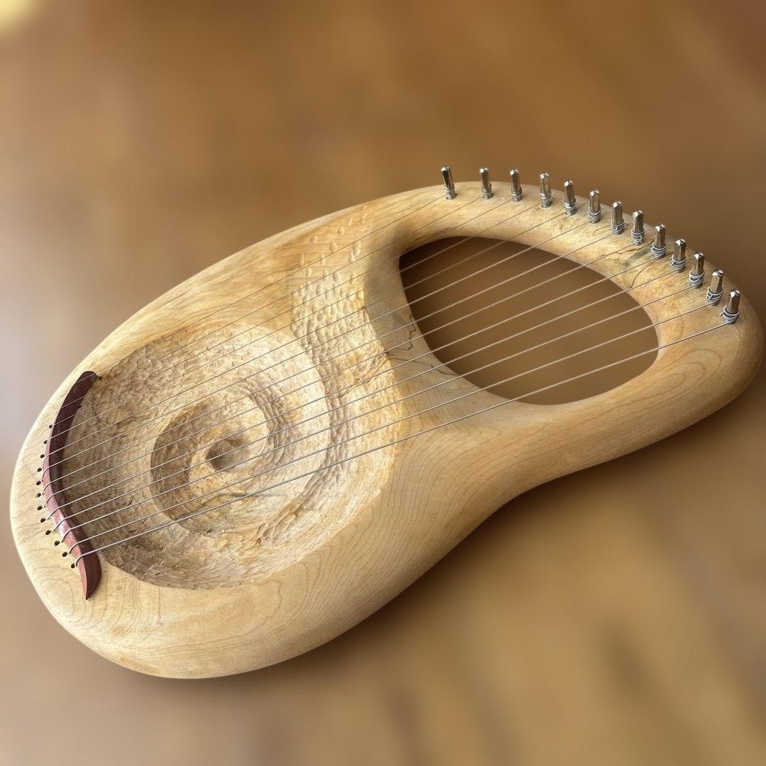 キンダーハープライヤー木製ハープ 13弦無垢手作り