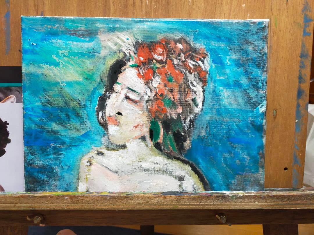モデル油絵　【送料無料】