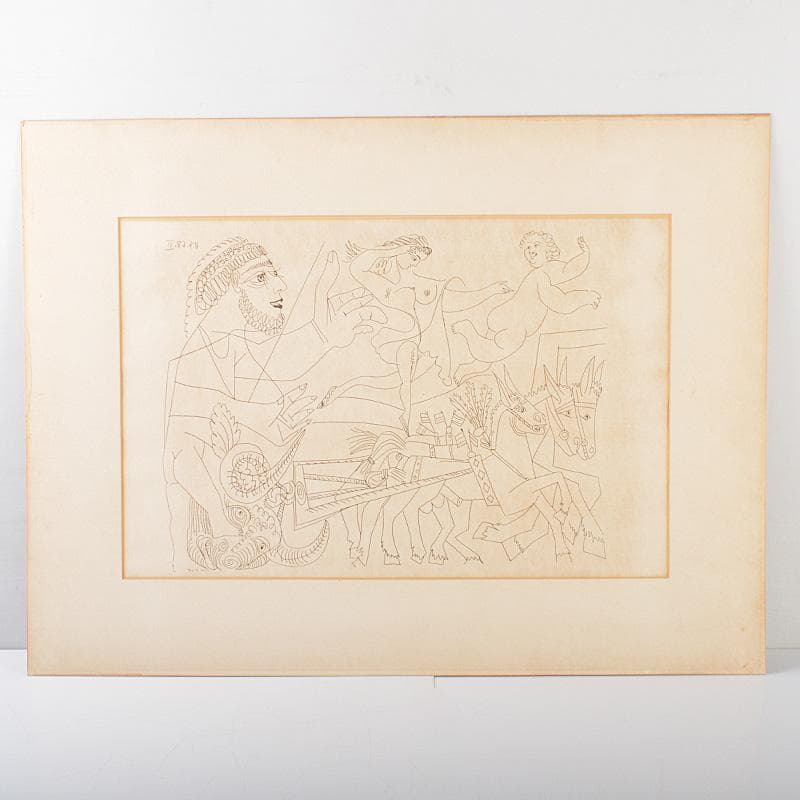 パブロ・ピカソ　工芸印刷　タイトル不明　ピカソ近作版画展　C　5656A