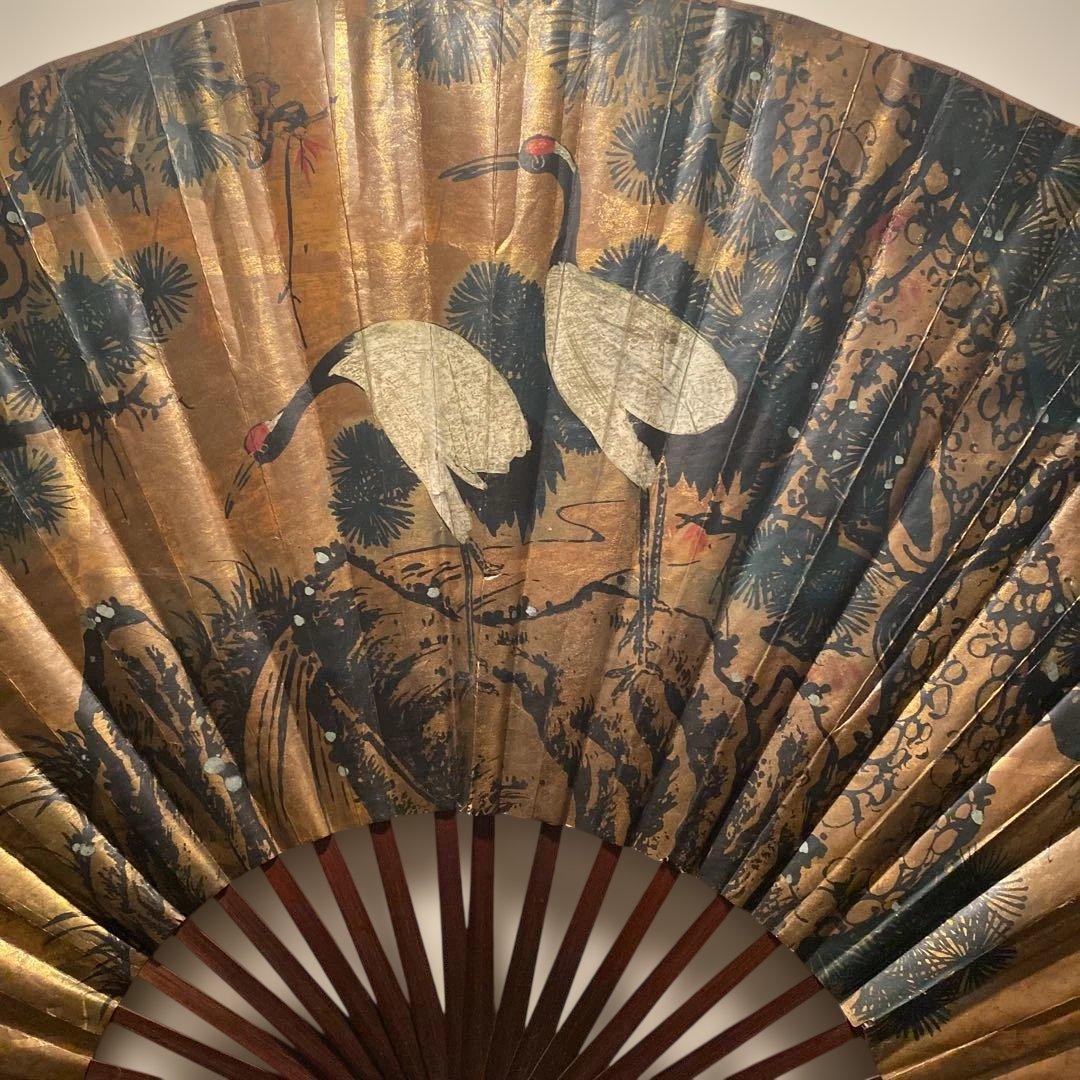 鶴と松の金色扇子・大型