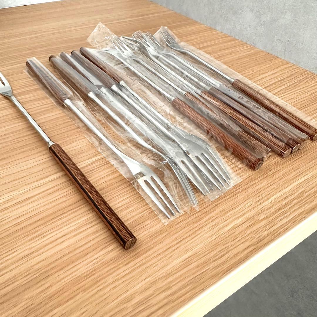 新品 12本セット 天然木 フォンデュフォーク 木製 ウォールナット フォーク