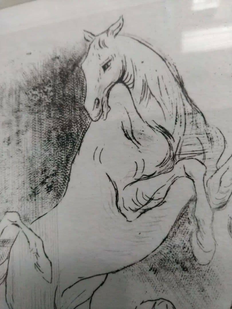 加藤助八。馬のエッチング　作品 　37/50