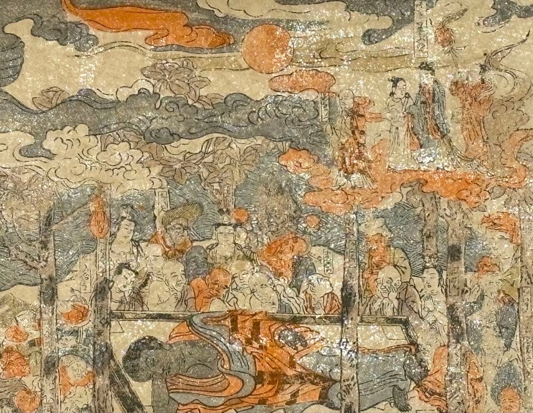 「釈迦涅槃図 丹絵」西村重長画 宮下真八郎 享保年間 1幅｜浮世絵 木版画
