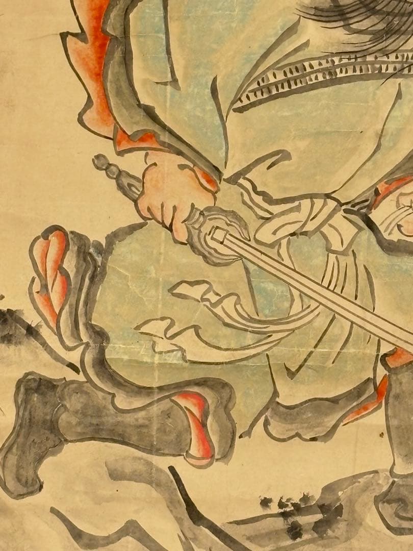 「江戸時代後期筆 鍾馗図」彩色 1枚|道教 中国画 和本 古典籍