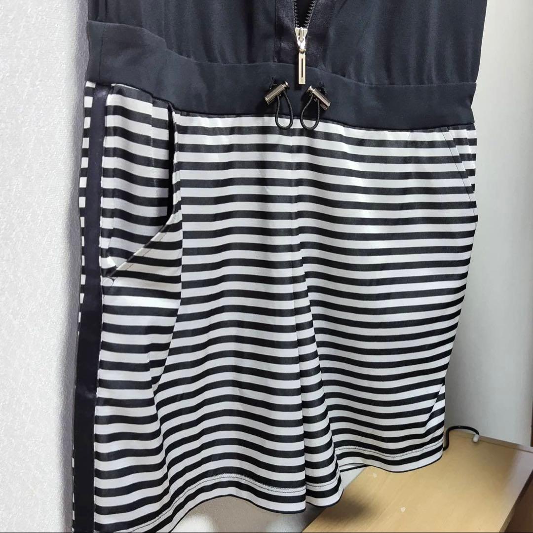 38 極美品　ランバンスポール ノースリーブワンピース 黒ブラック ゴルフウェア