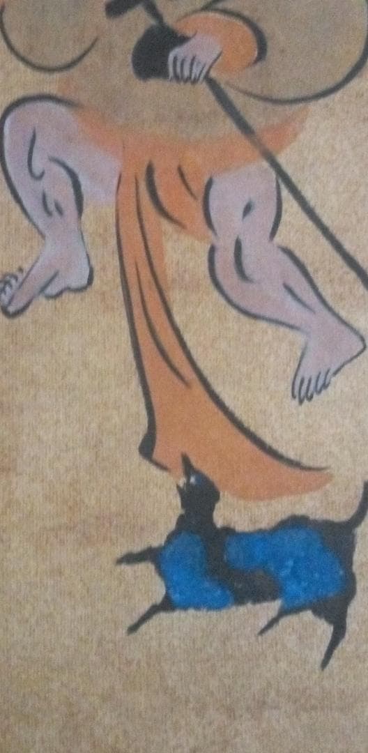 模写大津絵、座頭