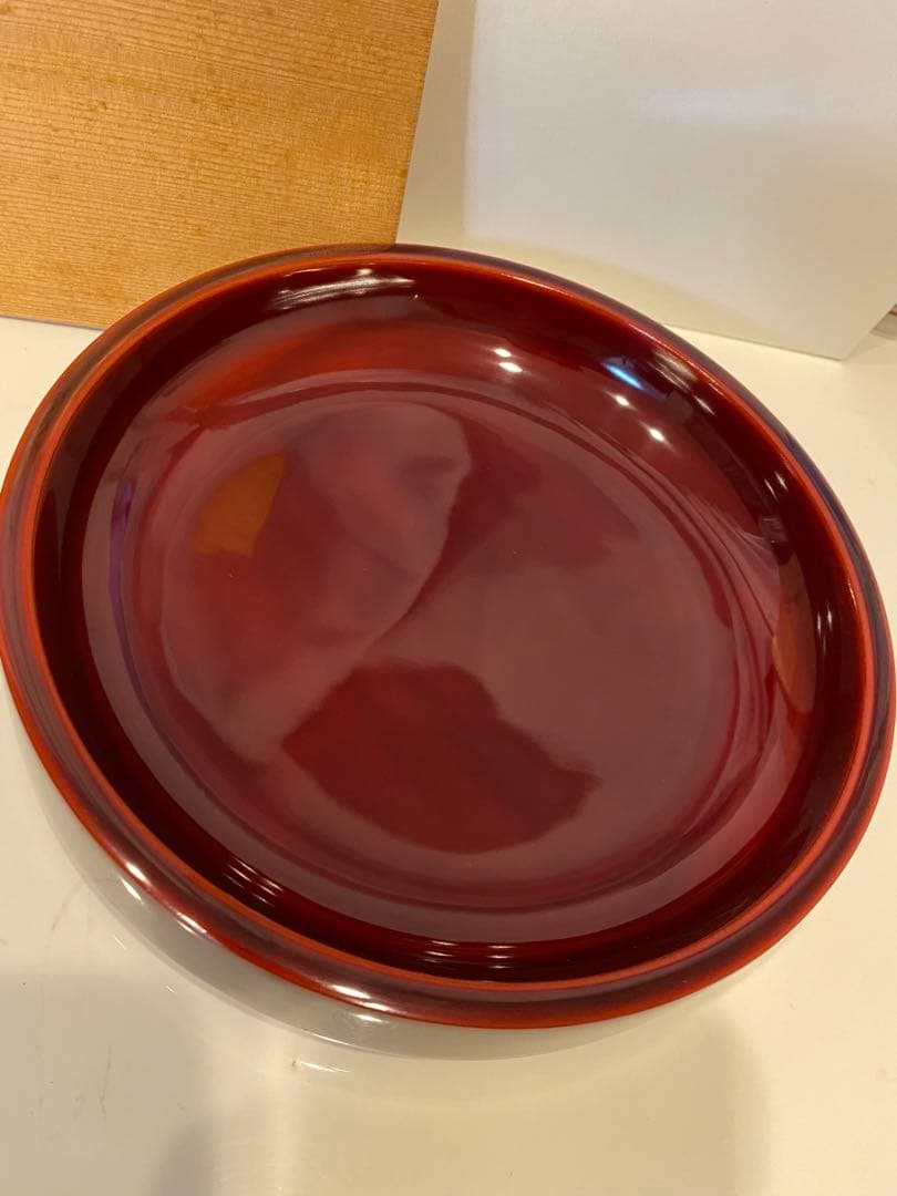 美品　輪島塗　慶塚　溜蝋色菓子器