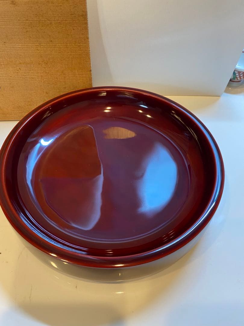 美品　輪島塗　慶塚　溜蝋色菓子器