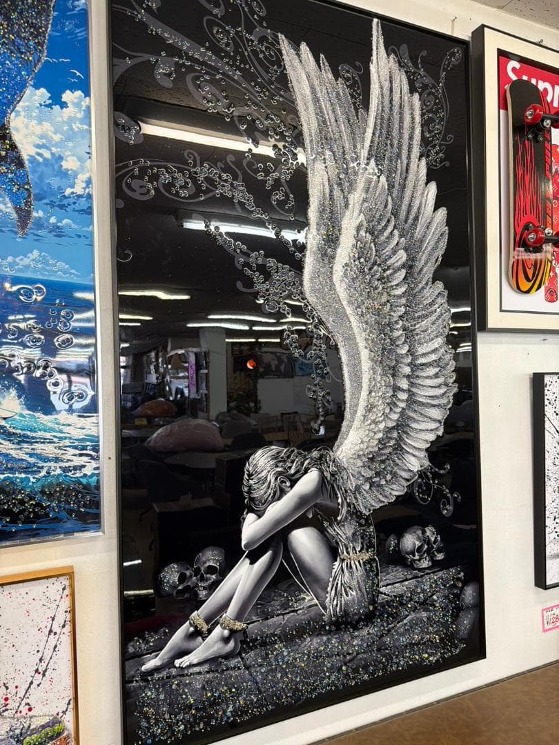 水晶絵　アートパネル　天使　エンジェル　巨大　アート　絵画　絵　ポスター　壁掛け