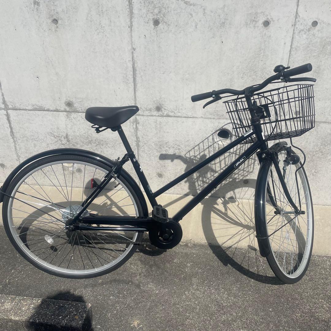 ママチャリ 自転車 27インチ シティサイクル ネイビー