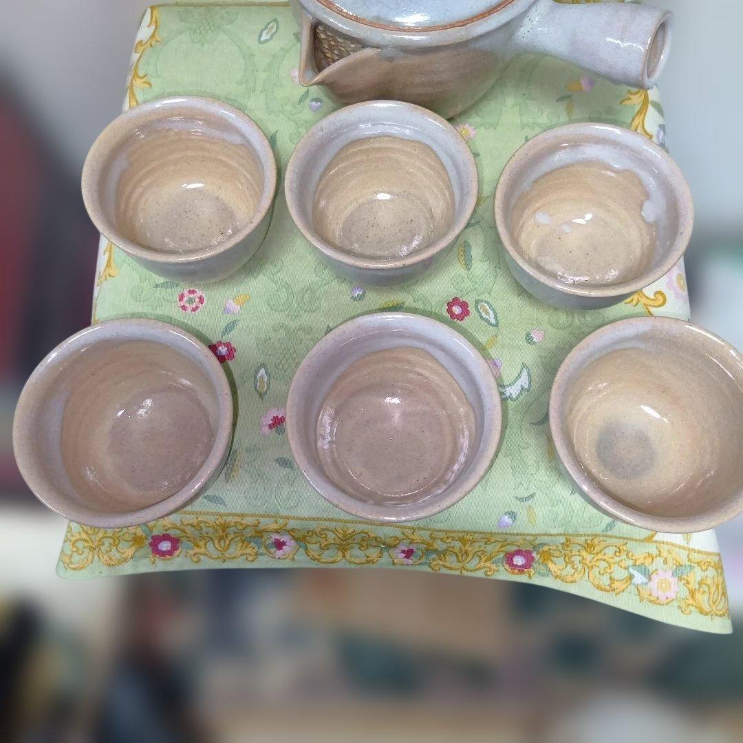 陶磁器萩焼の窯元、泉流山せんりゅうざん茶器セット、文化功労者陶芸家、吉賀大眉品