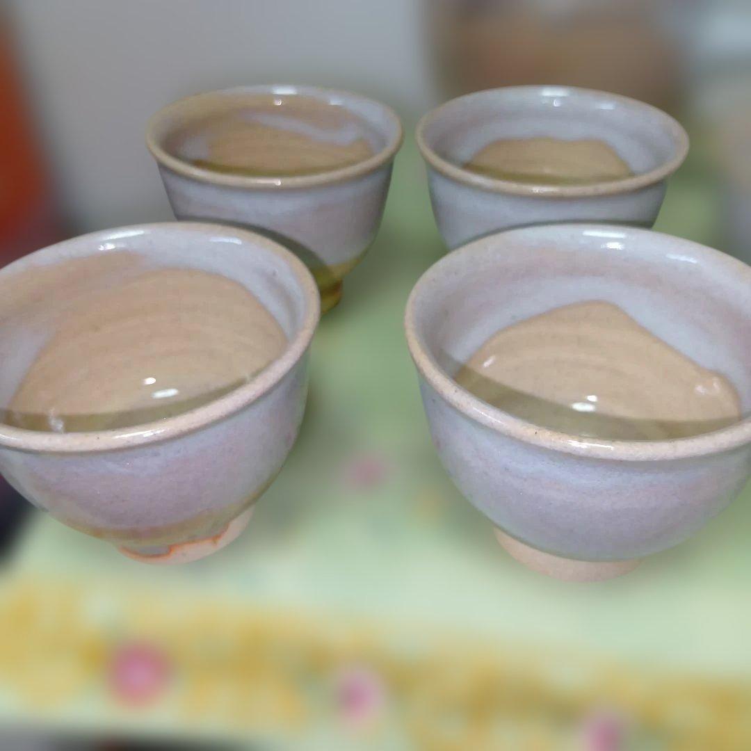 陶磁器萩焼の窯元、泉流山せんりゅうざん茶器セット、文化功労者陶芸家、吉賀大眉品