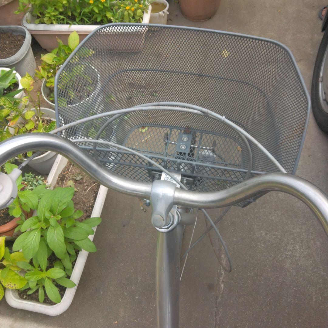 グレー メッシュデザイン 前かご後ろカゴつき三輪車