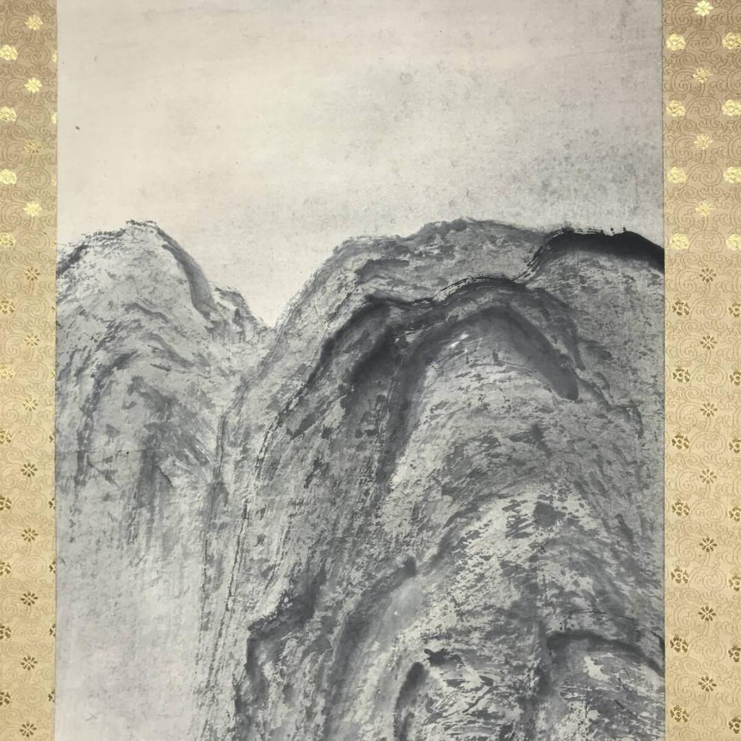 真作/林雲渓/林雲谿/山峡飛泉/山水図/瀧図/滝図/掛軸/名家伝来/AK-687