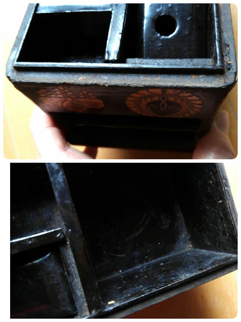 家紋入り　漆器　小物入れ