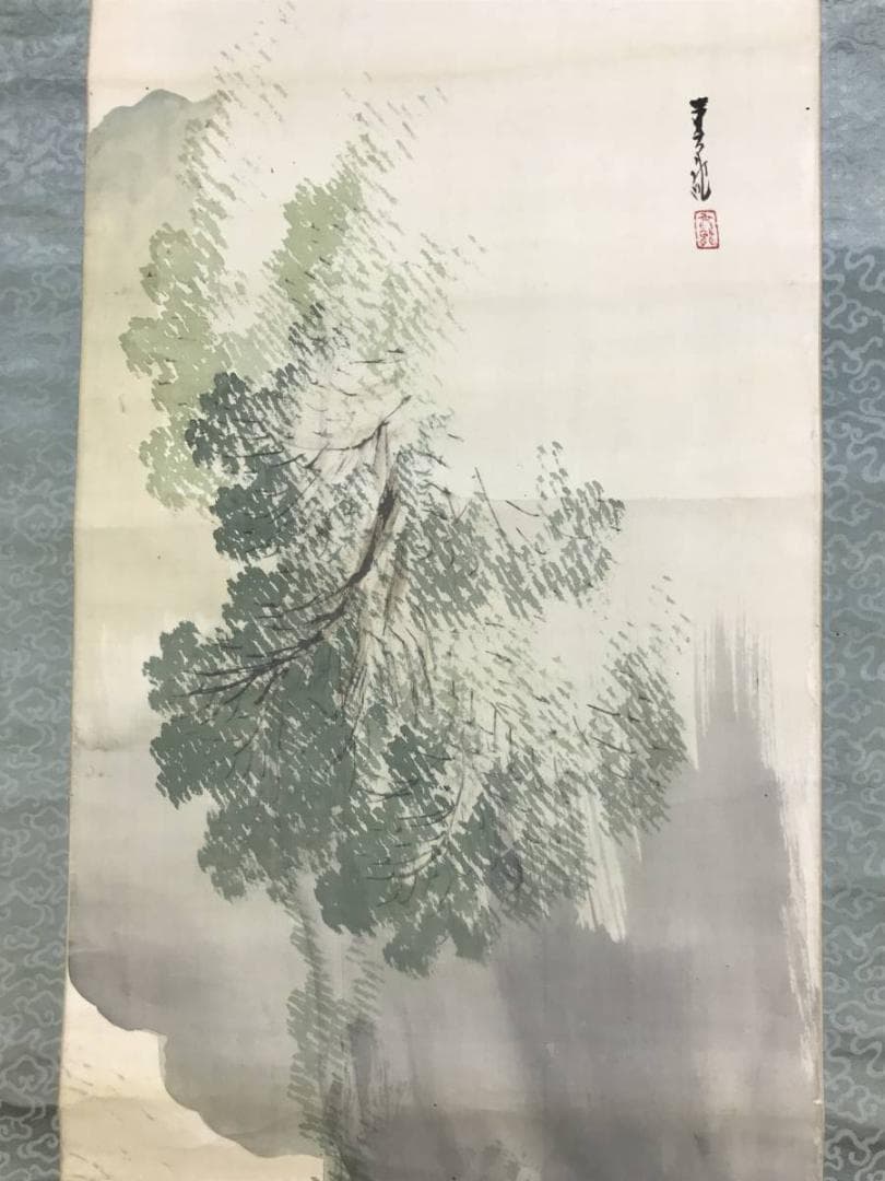 【真作】和田春龍/筏下り図/嵐峡図/保津川図/掛軸/名家伝来/AD-314