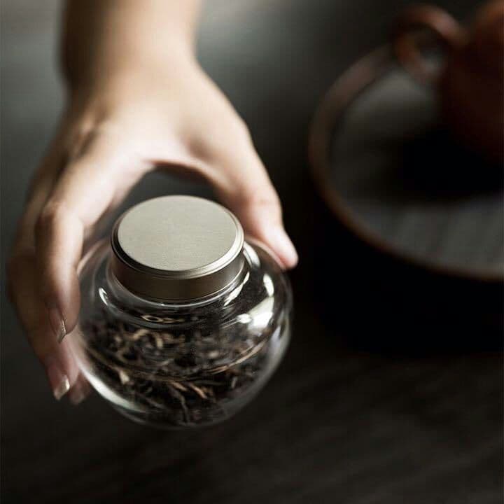 ガラス製 密封 茶筒8