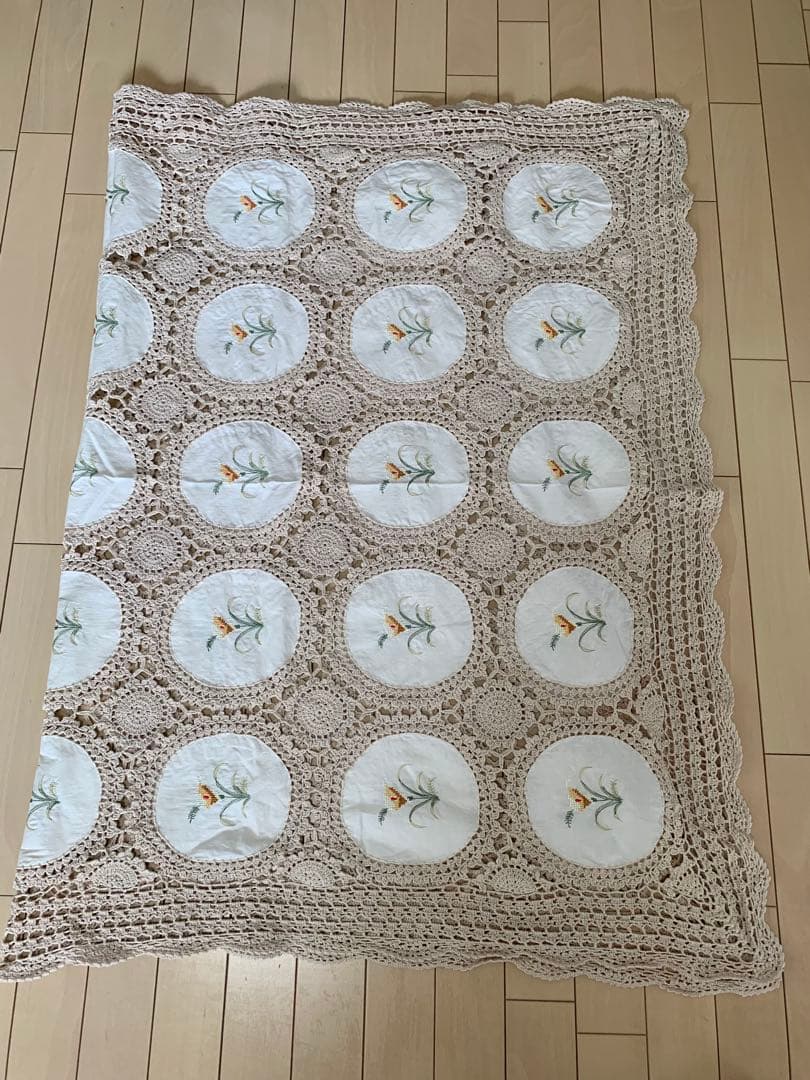 メイ(2枚まとめ)アンティーク　レースとクロスステッチ刺繍テープ ルクロス
