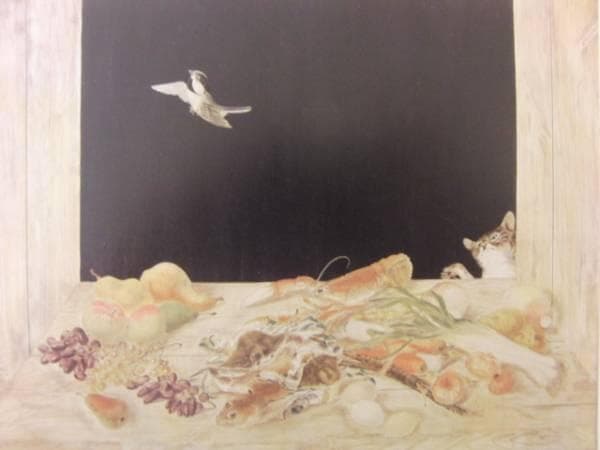 レオナール・フジタ、猫のいる静物、希少画集画、新品額装付