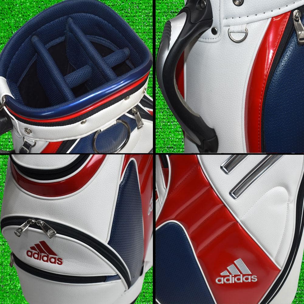 adidas アディダス ゴルフ キャディーバック９型【トリコロール】美品！