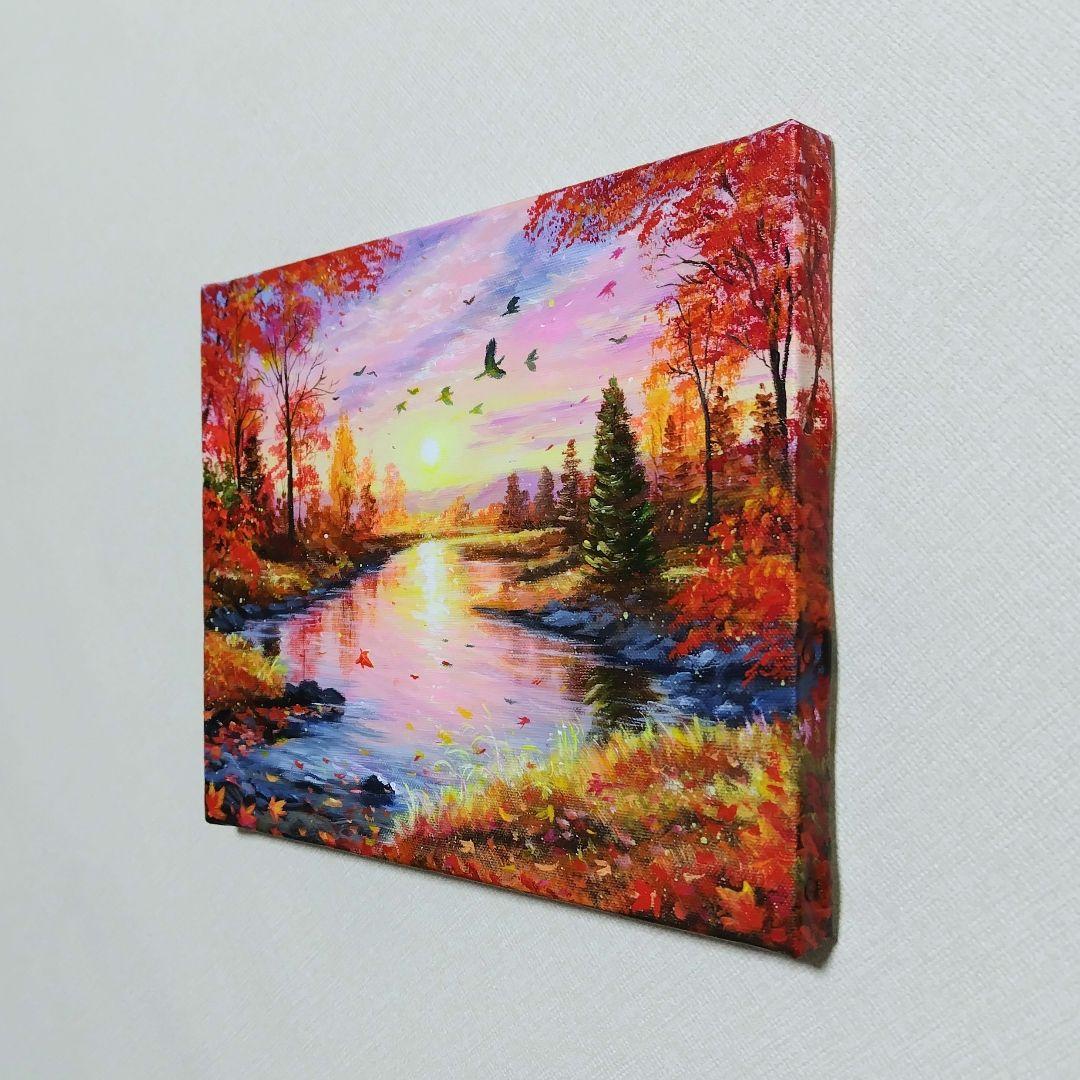 な*み様 【夕刻の秋】アクリル画 F3 風景画 絵画