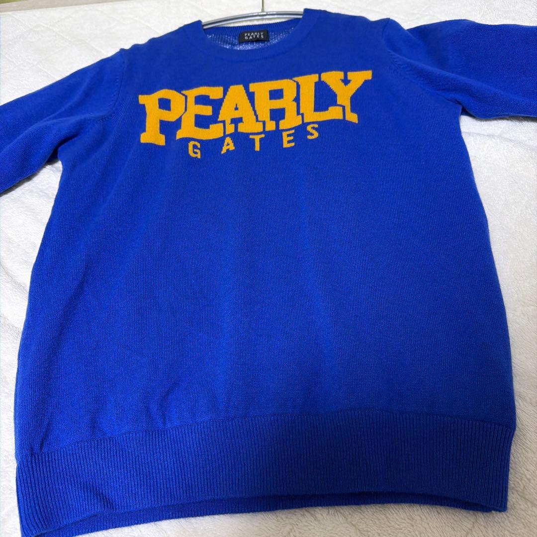 《PEARLY GATES》　裏地付　青色 カシミヤ　セーター サイズ4