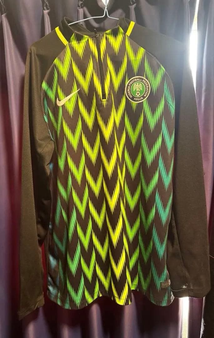 Nike サッカーウェア ジャージ 黒/緑/黄　ナイジェリア　上XL 下L