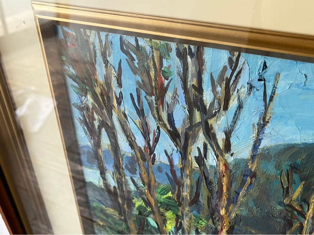 山田秀三 樹岡因島風景 額縁 インテリア 油絵