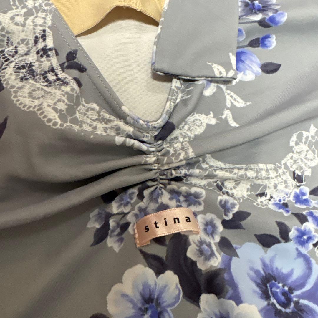 popup限定カラー、stina /M花柄 レオタード グレー
