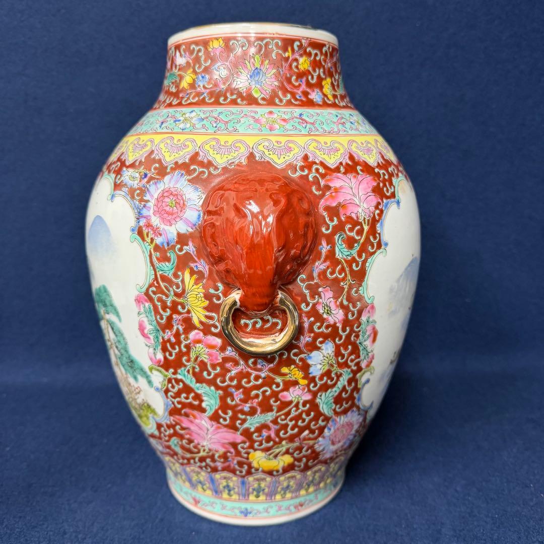 大清乾隆年製 花器 花瓶 時代 古玩 当時物 旧家 蔵出 骨董品 高さ約33cm