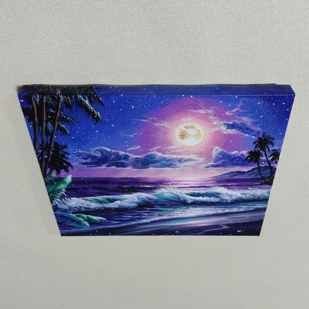 お*ち様 【月光】アクリル画 F3 風景画 絵画 海の絵