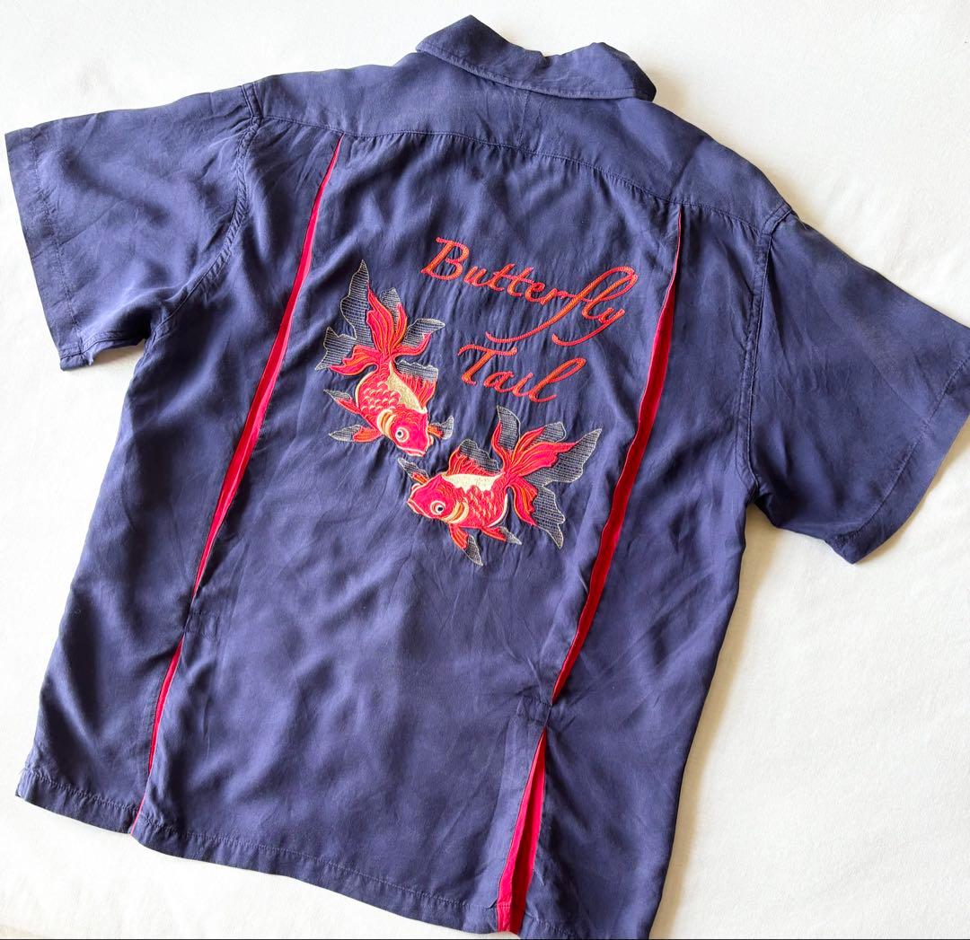 Dry Bones ボーリングシャツ 金魚 和柄 チェーンステッチ