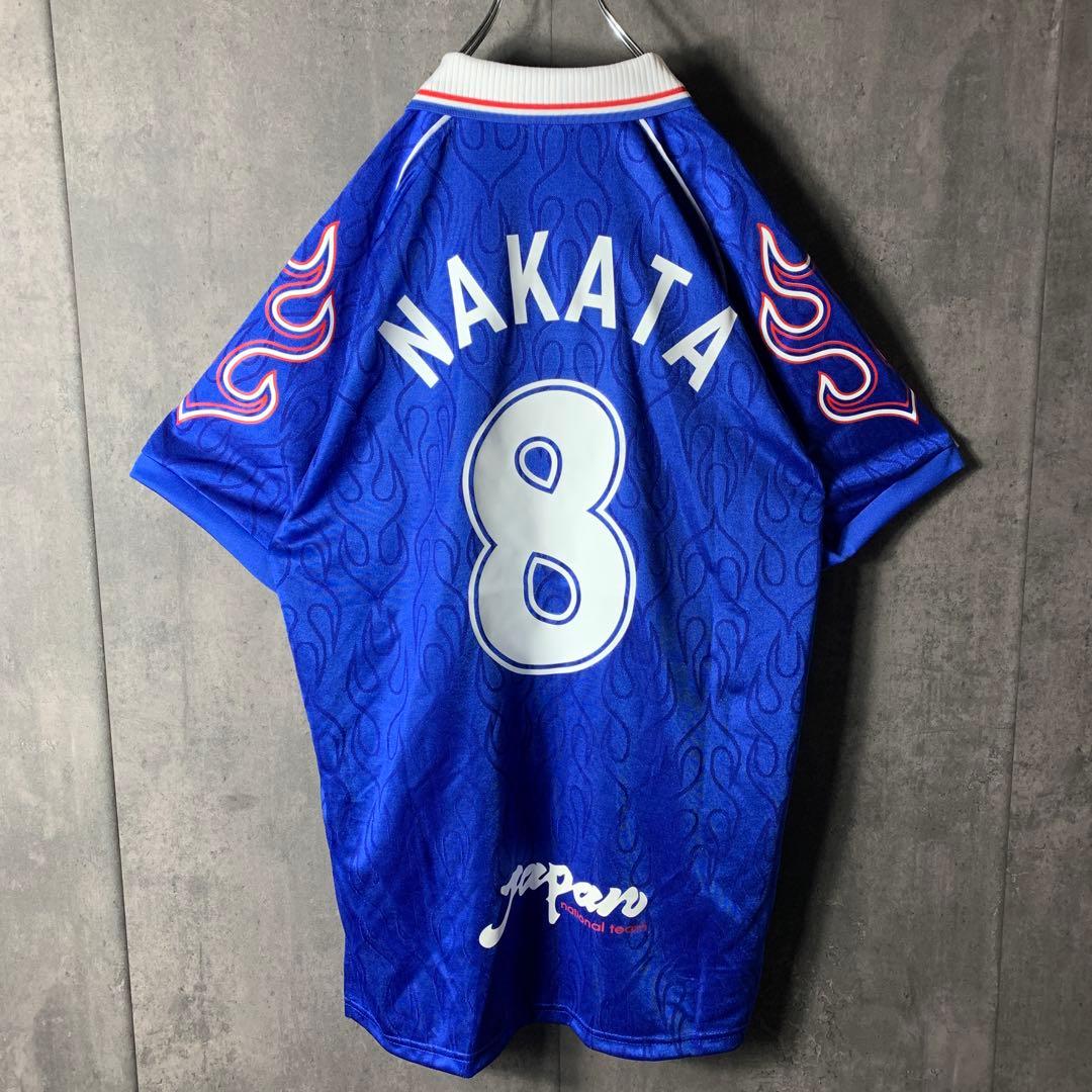 【★中田英寿】 古着 サッカー 日本代表 98年フランスW杯 炎 ゲームシャツ