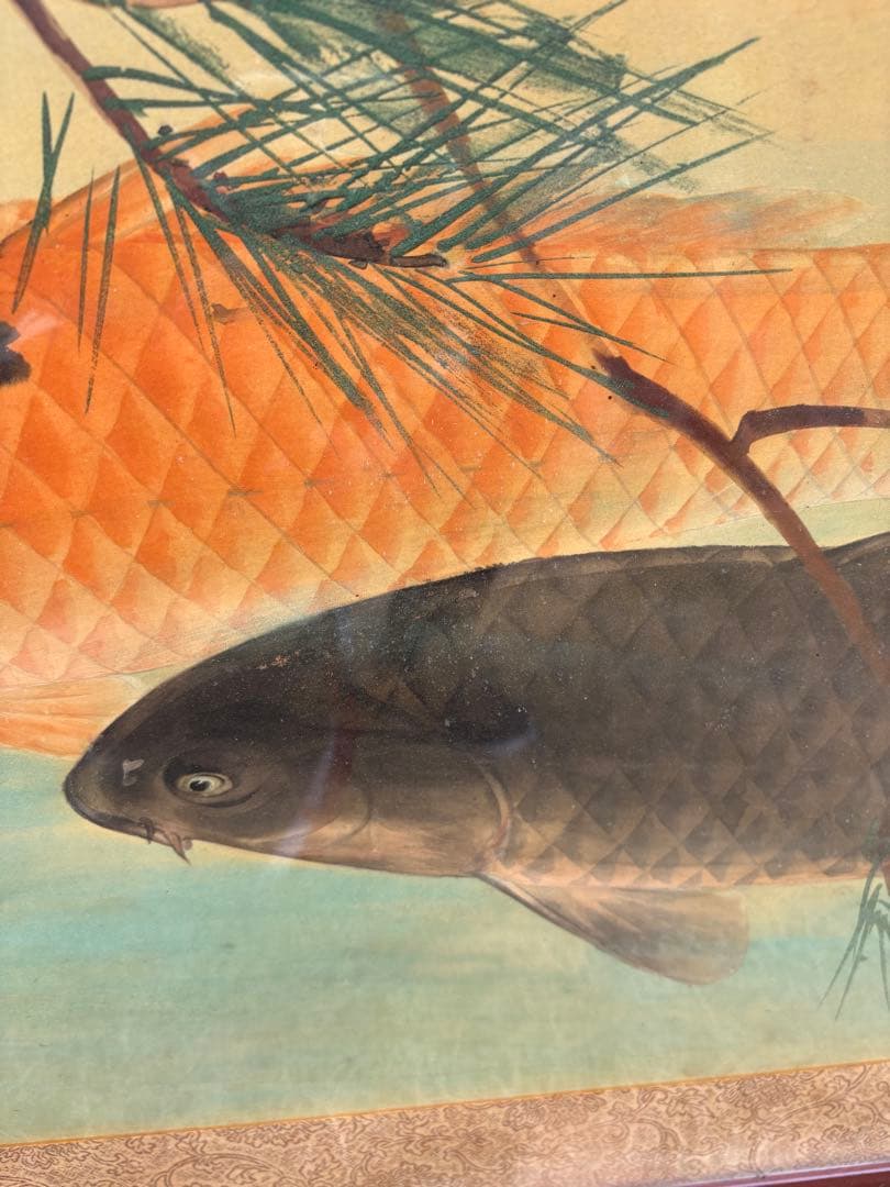 日本画 「双鯉」水墨画