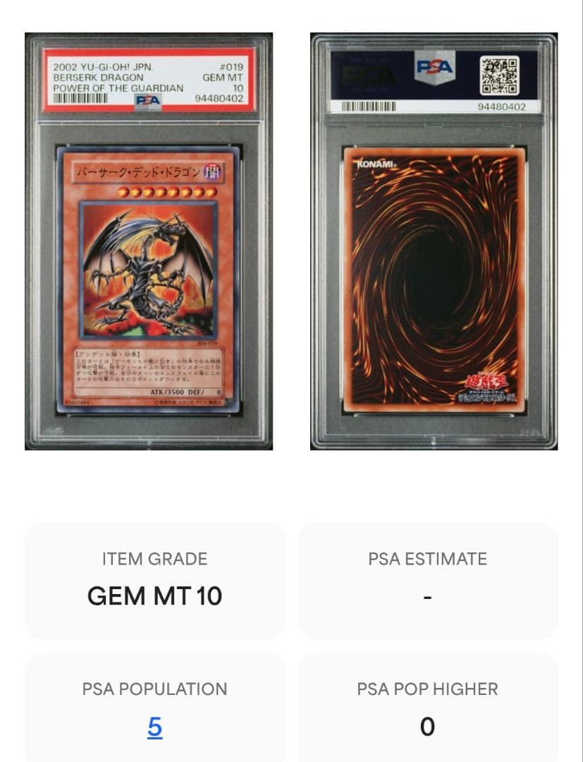 PSA10　バーサークデッドドラゴン　ノーマルレア 304-019