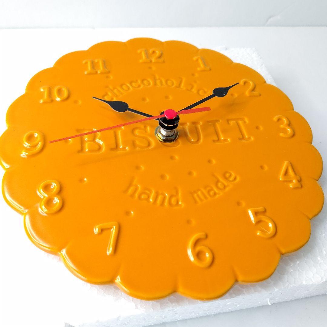 未使用　チョコホリック　ビスケット　ハンドメイド　陶器製　掛け時計　希少　レア