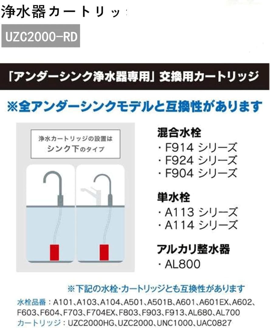 【正規品】 UZC2000-RD浄水カートリッジ 13物質除去 アンダーシンク型
