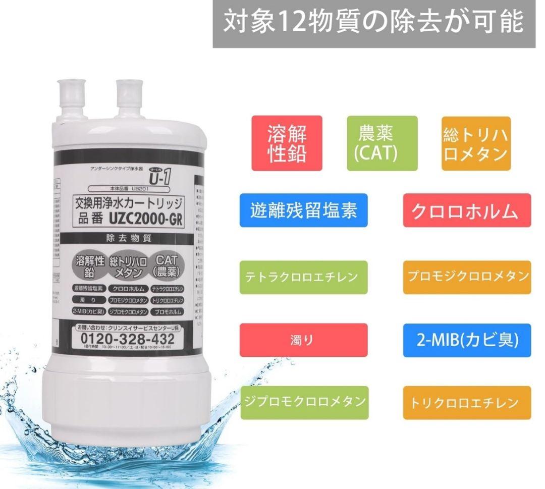 SparkioUZC2000-GR 交換用浄水カートリッジ 12物質除去高性能