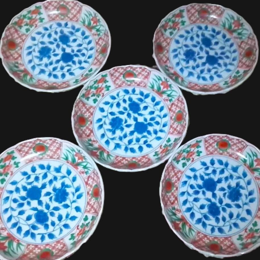 箱入5客 たち吉 赤絵輪花皿 ❀おひな祭りにも❀