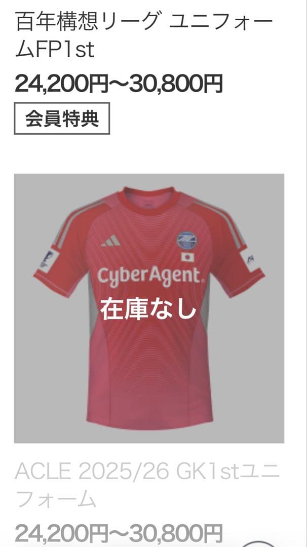 FC町田ゼルビア#1谷晃生選手ACLEオーセンティックユニホームGK1st 半袖