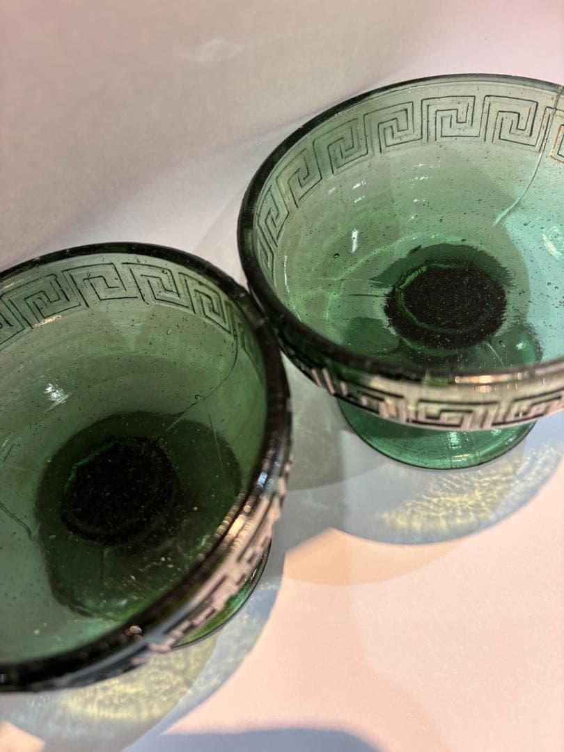 大正 かき氷カップ プレスガラス 手作りガラス デザートカップ2個セット