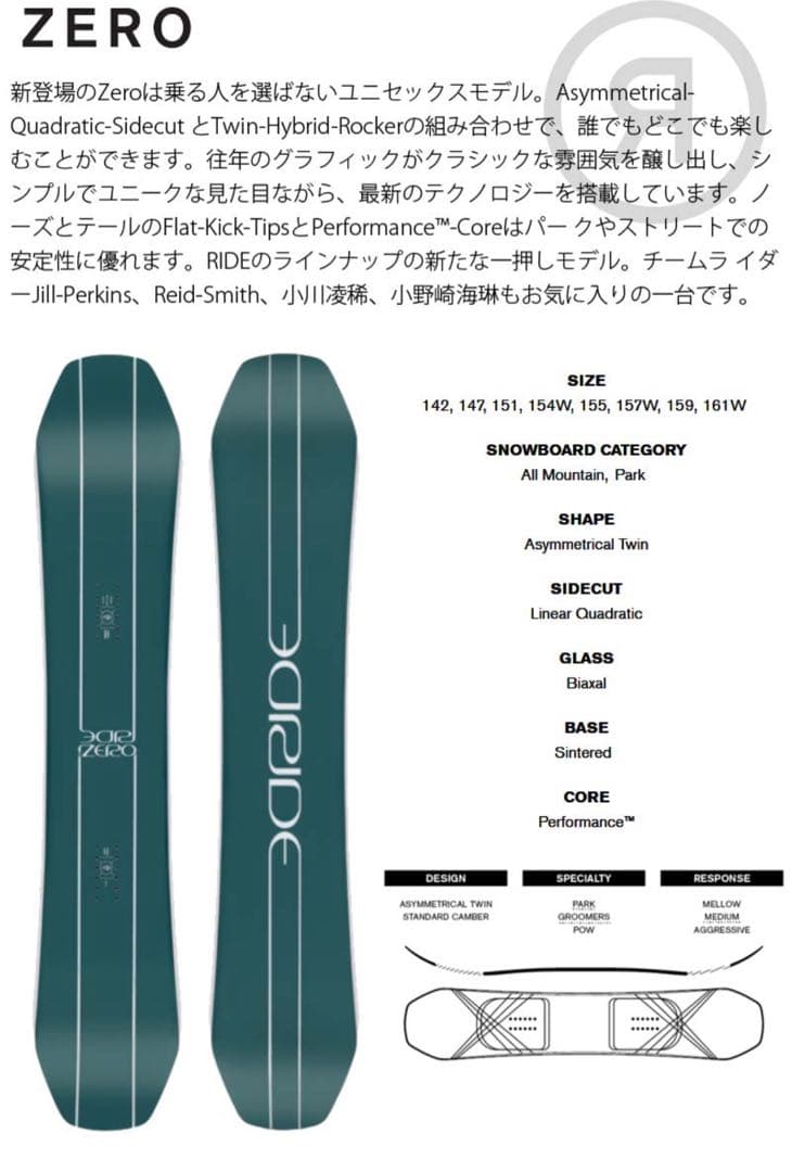 激値下げRIDE ZERO スノーボード 151