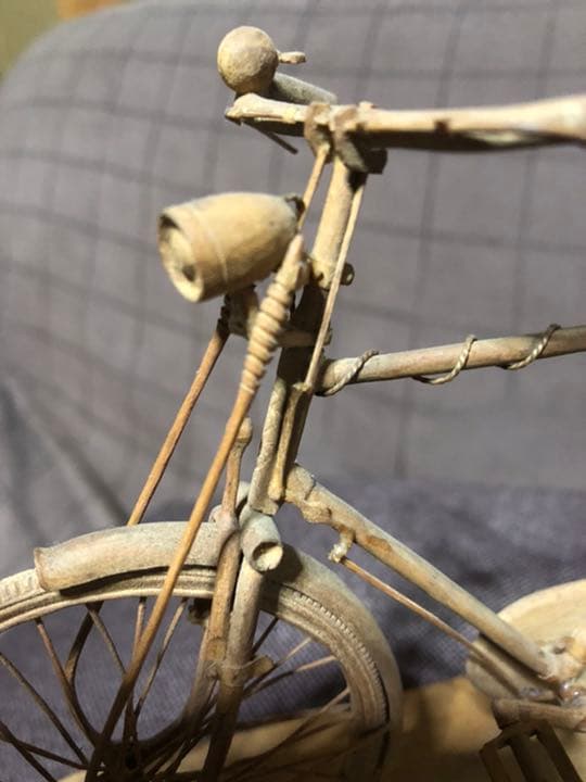 木工工芸　自転車　作者不明