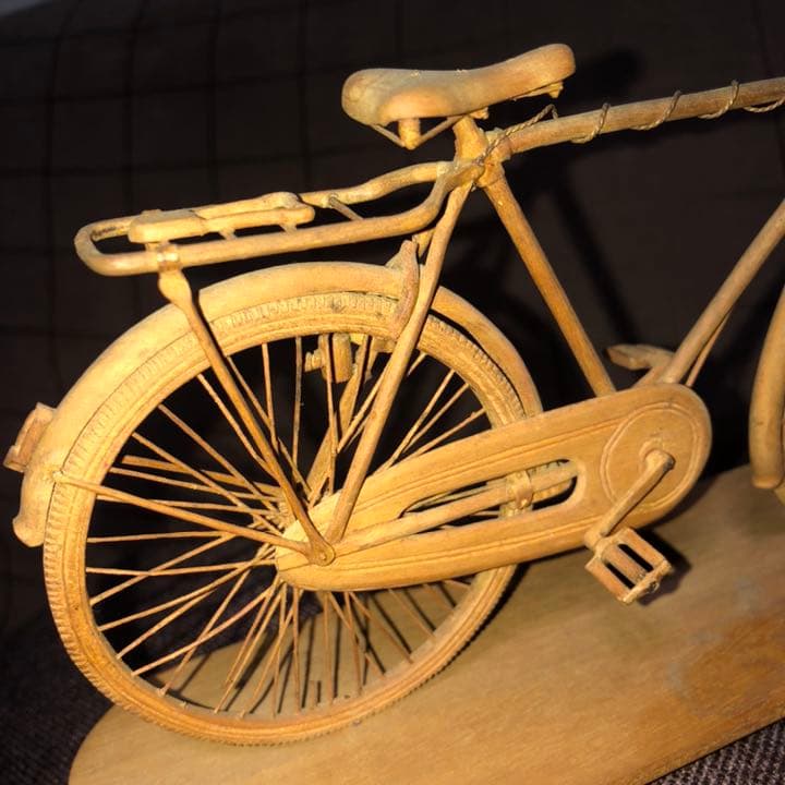 木工工芸　自転車　作者不明