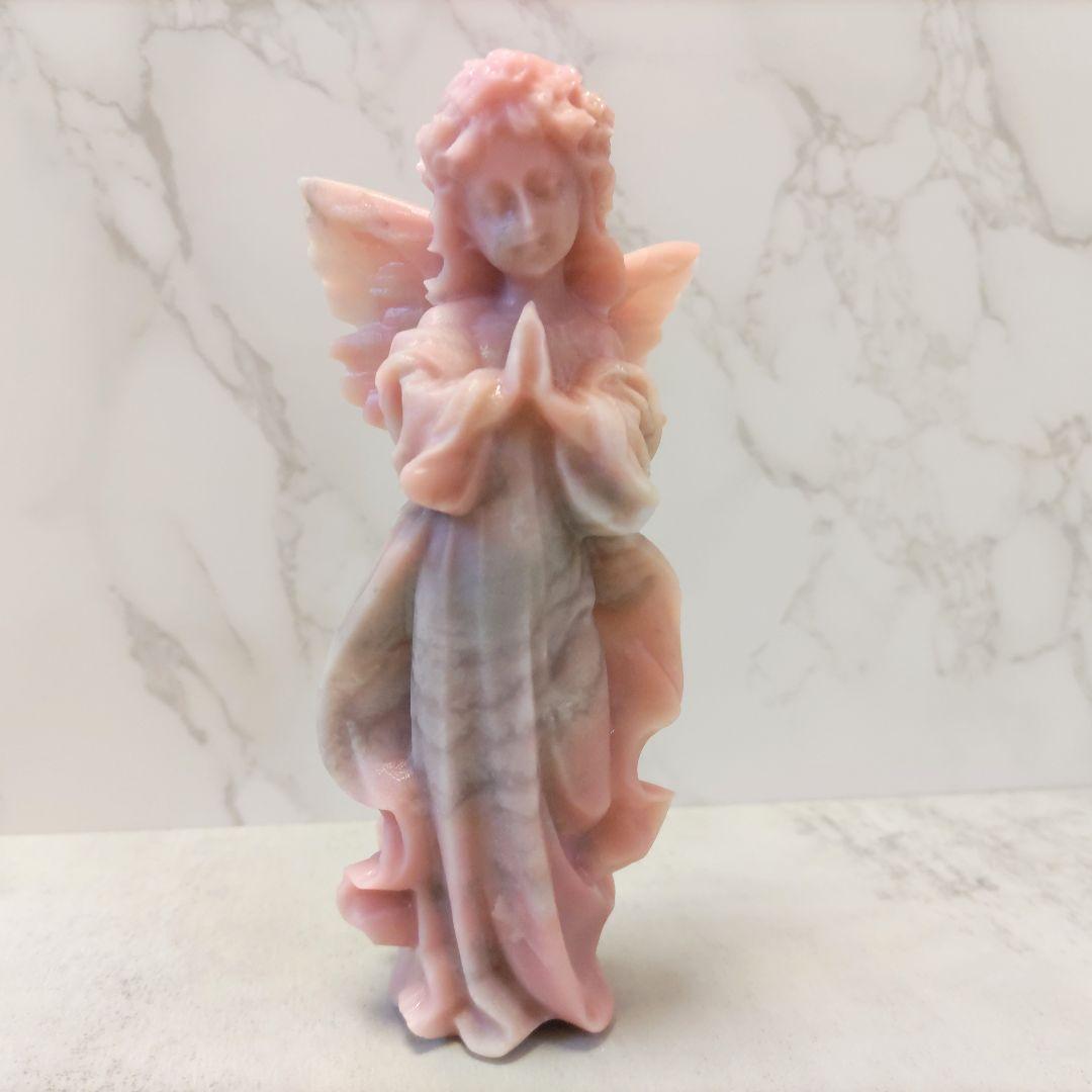 ピンクオパール　天使 （大） 美しい彫り　美人 　 エンジェル　高さ14.6cm