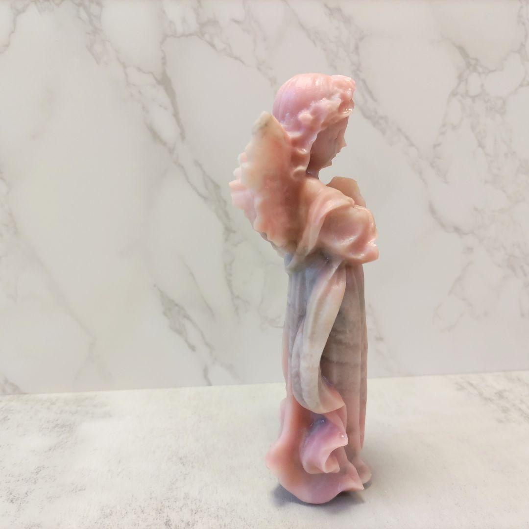 ピンクオパール　天使 （大） 美しい彫り　美人 　 エンジェル　高さ14.6cm