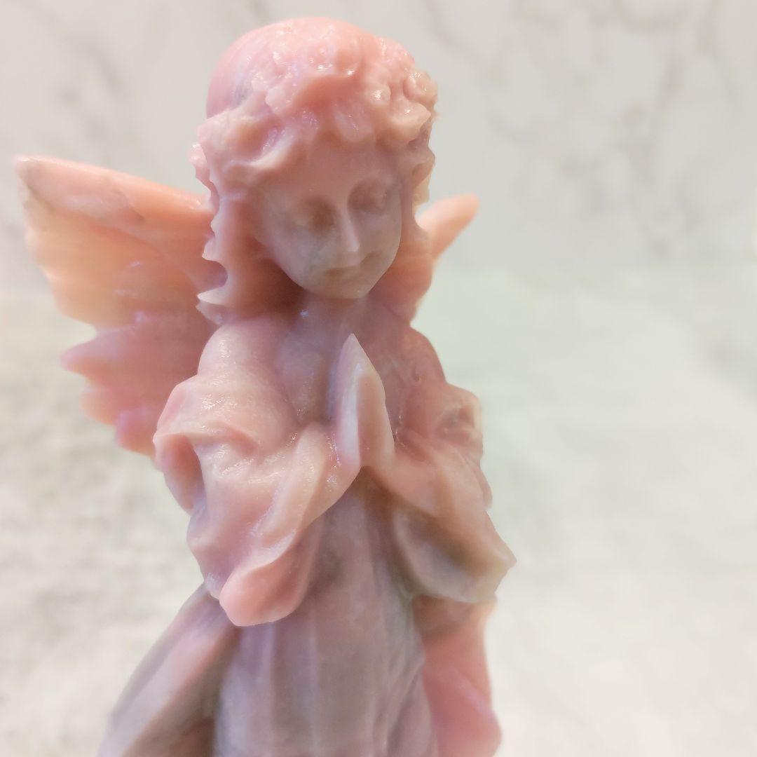 ピンクオパール　天使 （大） 美しい彫り　美人 　 エンジェル　高さ14.6cm