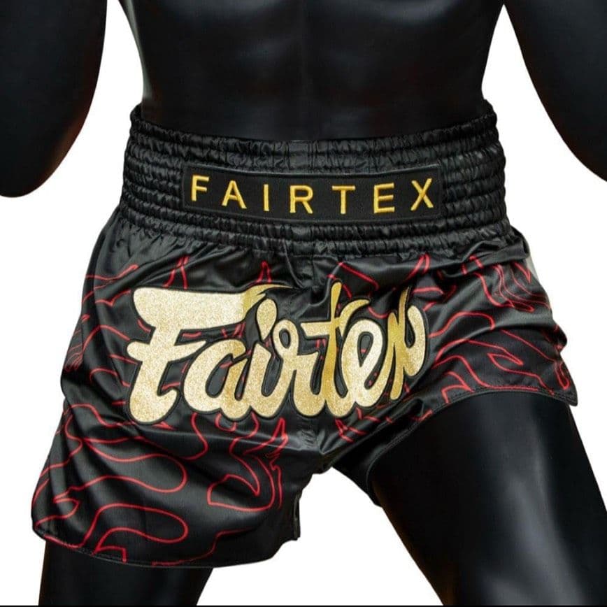 Fairtex ムエタイ ボクシング ショーツ スリムカット ショーツ 黒/赤