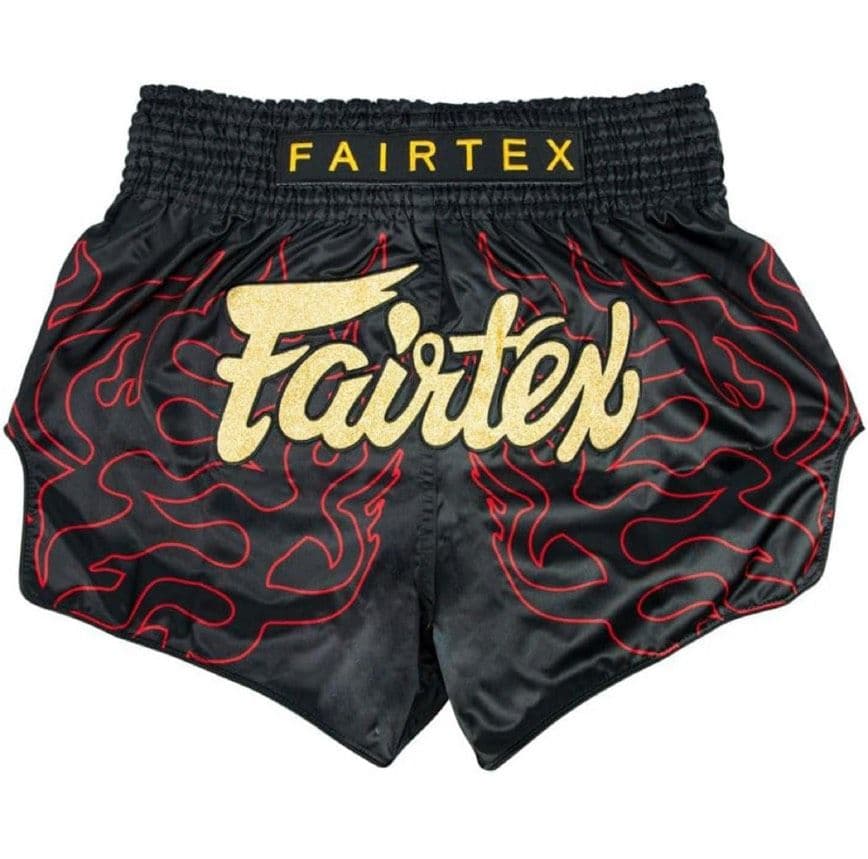 Fairtex ムエタイ ボクシング ショーツ スリムカット ショーツ 黒/赤