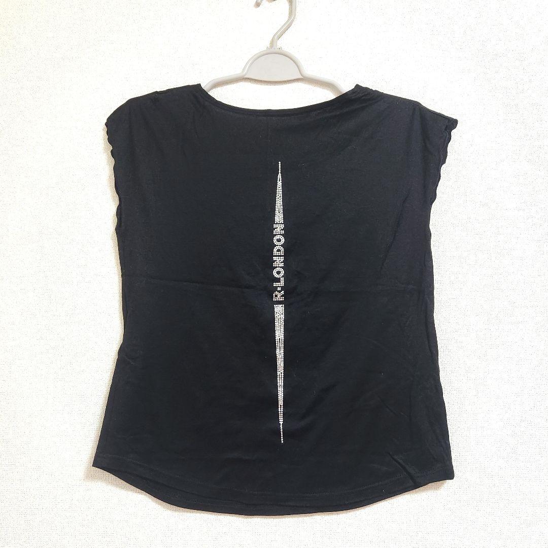 【美品】Rロンドン　ストーン　装飾黒　Tシャツ